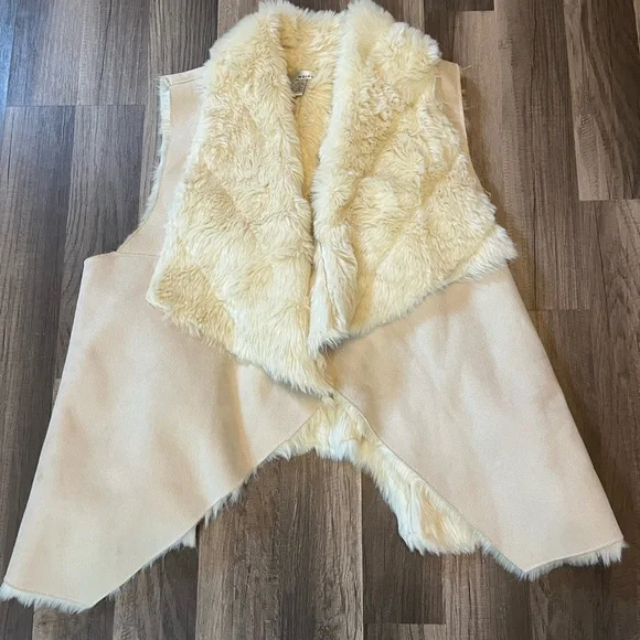 WD NY Faux Suede & Fur Vest Cream & Tan SZ L - Picture 5 of 10